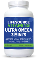 Ultra  Omega 3 MINI's - 60 Softgels - 30 servings of 660 mg EPA- 310 mg DHA