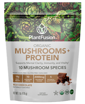 PlantFusion - MUSHROOMS + PROTEIN POWDER - Rich Chocolate 1 lb