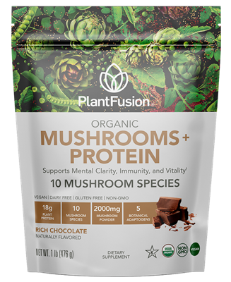 PlantFusion - MUSHROOMS + PROTEIN POWDER - Rich Chocolate 1 lb