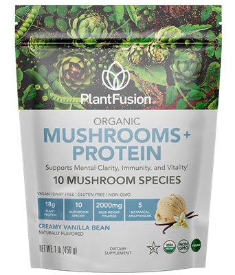 PlantFusion - MUSHROOMS + PROTEIN POWDER - Creamy Vanilla Bean 1 lb