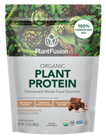 PlantFusion-  Organic Vegan Protein Powder - Rich Chocolate - 12.9 oz - 12 Servings Compostable Bag