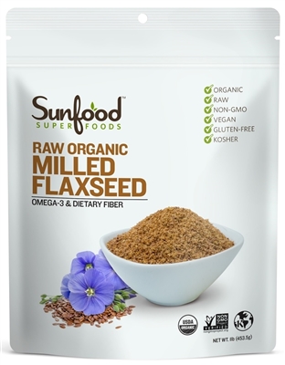 Sunfood Super Foods-Milled Flaxseed 1lb- Organic-Raw