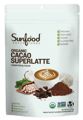 Sunfood Super Foods CACAO SuperLatte Powder 6 oz- Organic