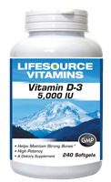 Vitamin D-3 125 mcg (5000 IU) 240 Softgels- VALUE SIZE