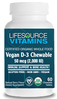 Vitamin D-3 50 mcg (2,000 IU) -VEGAN - 60 Chewable Tablets