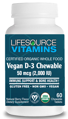 Vitamin D-3 50 mcg (2,000 IU) -VEGAN - 60 Chewable Tablets