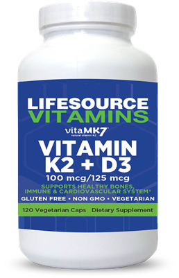 Vitamin K2 100 mcg + D3 125 mcg - 120 Vegetarian Capsules **VALUE SIZE**