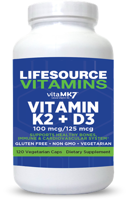 Vitamin K2 100 mcg + D3 125 mcg - 120 Vegetarian Capsules **VALUE SIZE**