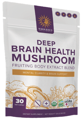Wholesun Wellness - Deep Brain Health - Certified Organic Mushroom Extract Blend Powder ~  2.54 oz