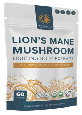 Wholesun Wellness - Lions Mane Certified Organic Mushroom Extract Powder ~  2.12 oz