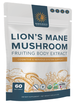 Wholesun Wellness - Lions Mane Certified Organic Mushroom Extract Powder ~  2.12 oz