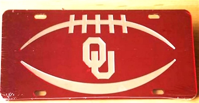 OU Acrylic Football License Plate