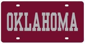 Oklahoma Sooners - Oklahoma Mirrored License Plate Crimson / Silver