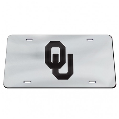 OU Mirrored License Plate Chrome/Black