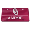 OU Alumni Acrylic License Plate Crimson/Silver