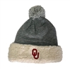 Oklahoma Sooners Sherpa Winter Hat with PomPom Grey
