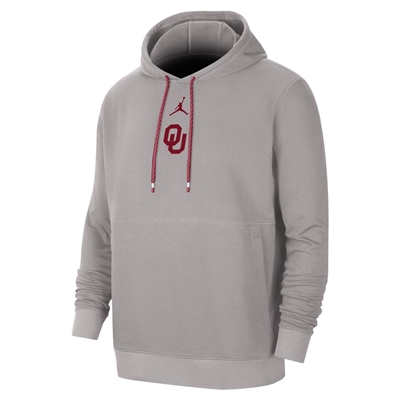 Men's Jordan Brand Crimson Oklahoma Sooners Practice Performance Pullover Hoodie - Grey