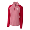 Oklahoma Sooners Ladies Forge Tonal Stripe Stretch Half Zip Top by Cutter Buck- Crimson