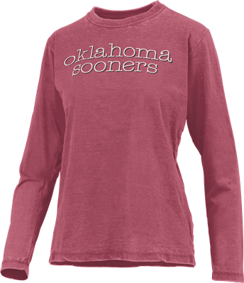 Women's Pressbox Crimson Oklahoma Sooners Tonal Block Vintage Wash Long Sleeve T-Shirt