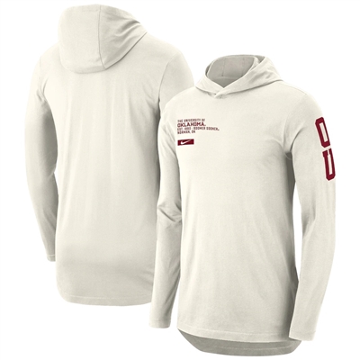 Men's Nike Natural Oklahoma Sooners Campus Stack Tri-Blend Performance Long Sleeve Hoodie T-Shirt