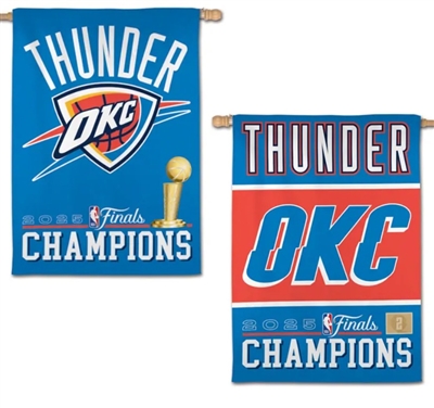 OKC Thunder 2025 NBA Champs 28"x40" 2 - Sided Vertical Banner