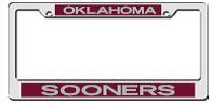 Oklahoma Sooners Mirrored Licence Plate Frame Crimson/Silver