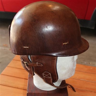 Chapal 1950's Retro Racing Helmet - Brown Leather Factory Flawed