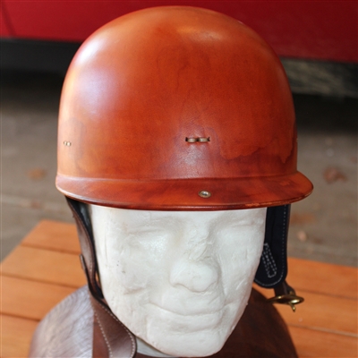 Chapal 1950's Retro Racing Helmet - Painted Orange Factory Flawed