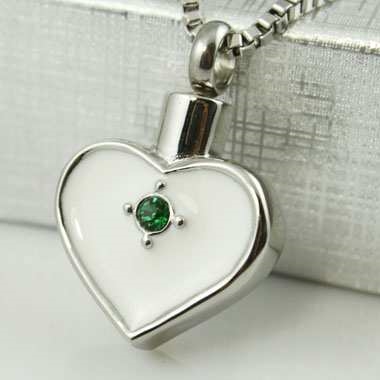 Green Stone On White Heart