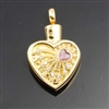 Heart and Rhinestones On Gold Heart