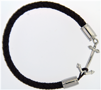 Braided Brown Leather With Anchor Clasp