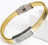 Gold Colored Cremation Bracelet With Rhinestones