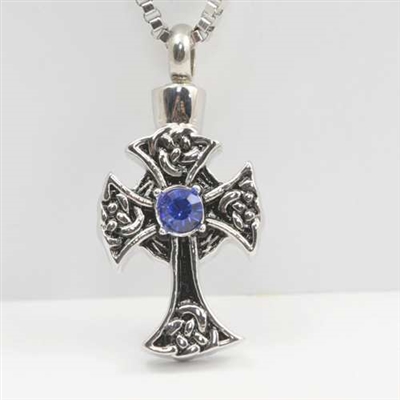 Cross With Blue Center Stone