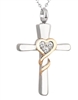 Gold Heart Wrapped Around Silver Cross