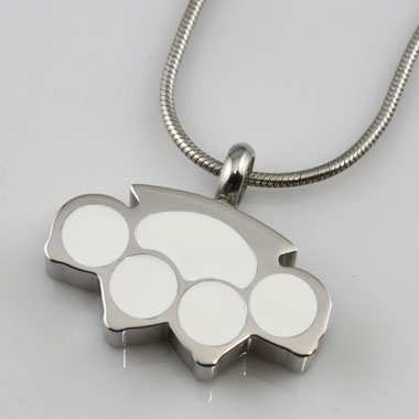 Large Silver and White Paw Print