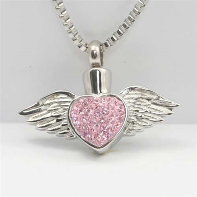 Sparkly Pink Heart With Wings