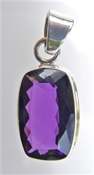 faceted rectangular amethyst pendant