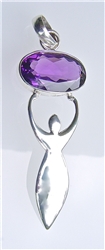 amethyst goddess pendant in sterling silver