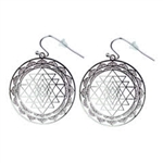 ER-03-S-B Cut-Out Shree Yantra Silver Plated 30mm Earrings