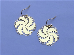Gold plated Crop circle Vortex 30mm Earrings