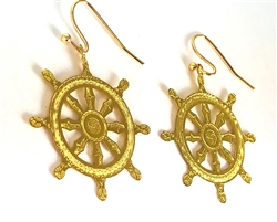 ER-11 Buddhist Wheel 18k Gold Plated 30mm Earrings