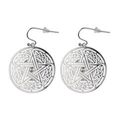 ER-12-S Celtic Pentagram Silver Plated 30mm Earrings