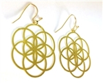 ER-14-25 Seed Of Life 18k Gold Plated 25mm Earrings