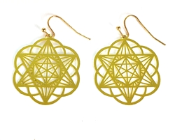 ER-19 Star Merkaba 18k Gold Plated 30mm Earrings