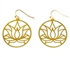 ER-20  Circular Golden Lotus Flower 18k Gold Plated 30mm Earrings