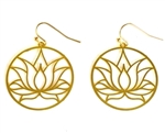 ER-20-25 Circular Golden Lotus Flower 18k Gold Plated 25mm Earrings