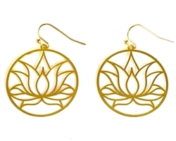 ER-20-25 Circular Golden Lotus Flower 18k Gold Plated 25mm Earrings