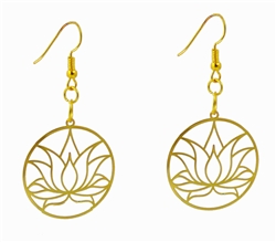 Circular Lotus Flower 18K Gold Plated Earrings