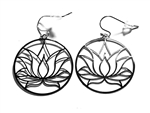 Circular Lotus Flower 30 mm Silver plated Earrings
