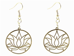 Circular Lotus Flower Silver Plated Earrings